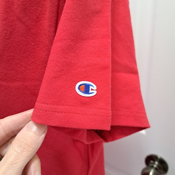 ❤️ New! Champion T-Shirt Dress Red Women's Large Cotton Blend Short Sleeve - Picture 8 of 14